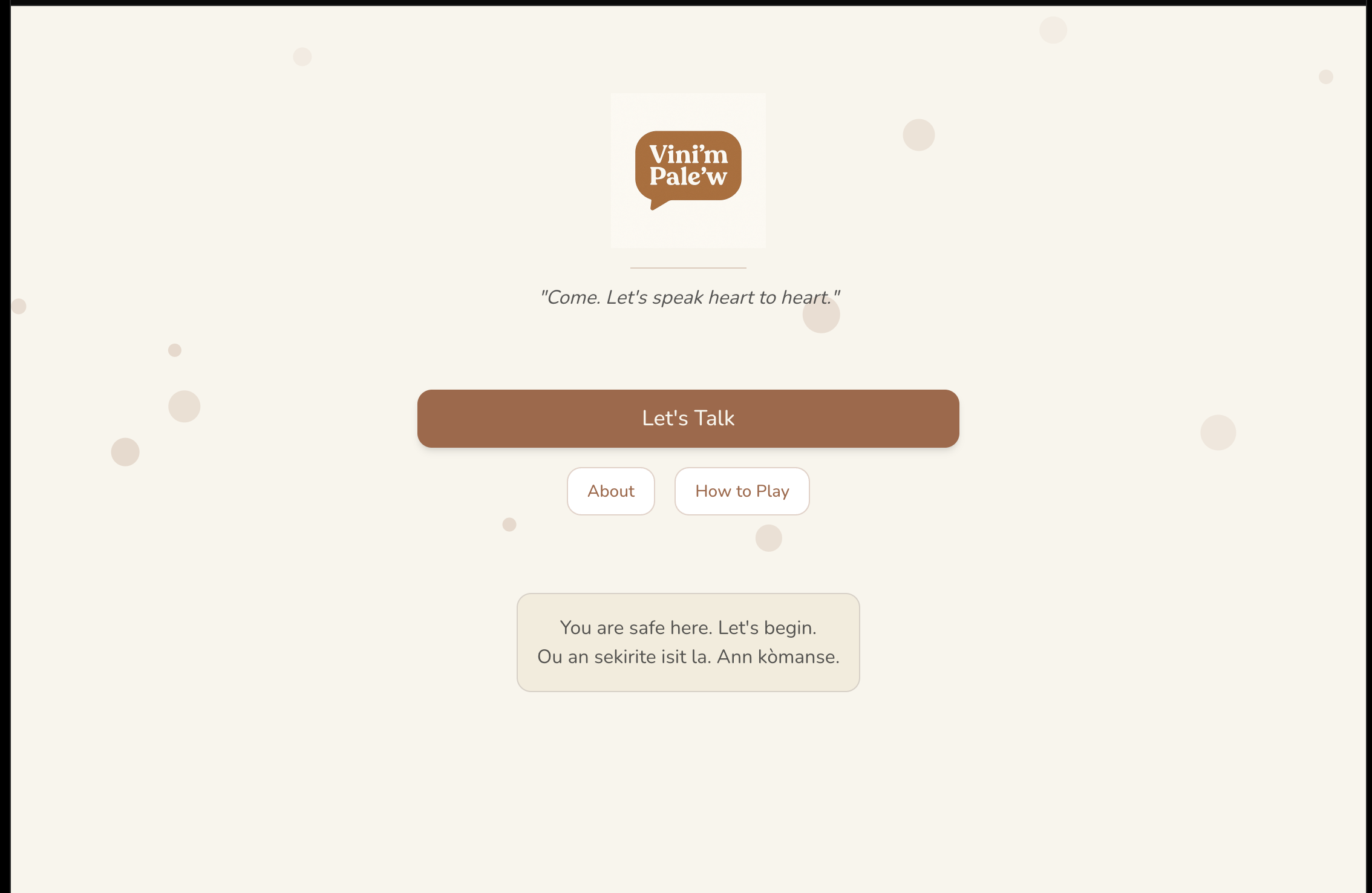 Vini'm Pale'w Conversation Card Interface - Coming Soon